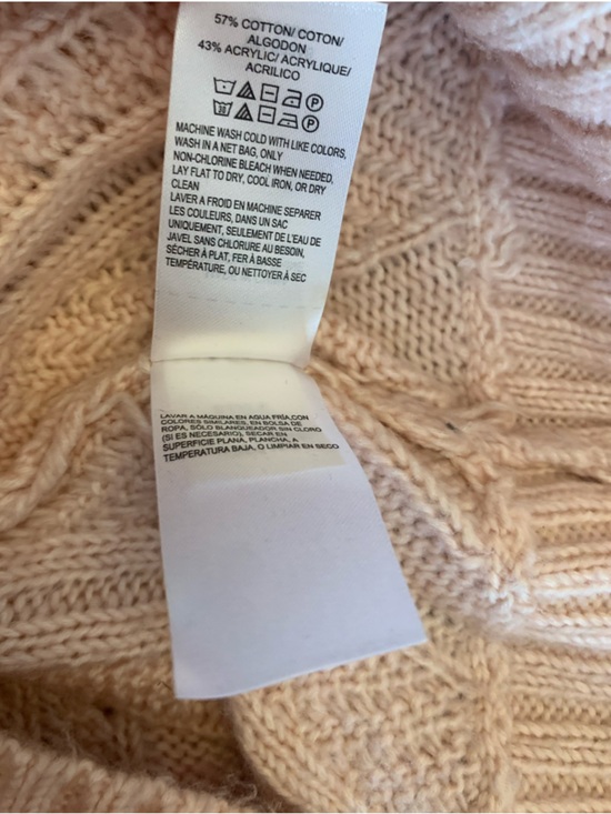 Lucky Brand Women’s Cable Knit V-Neck Sweater Pink Sz L Loose Beachy Spring - Picture 9 of 9